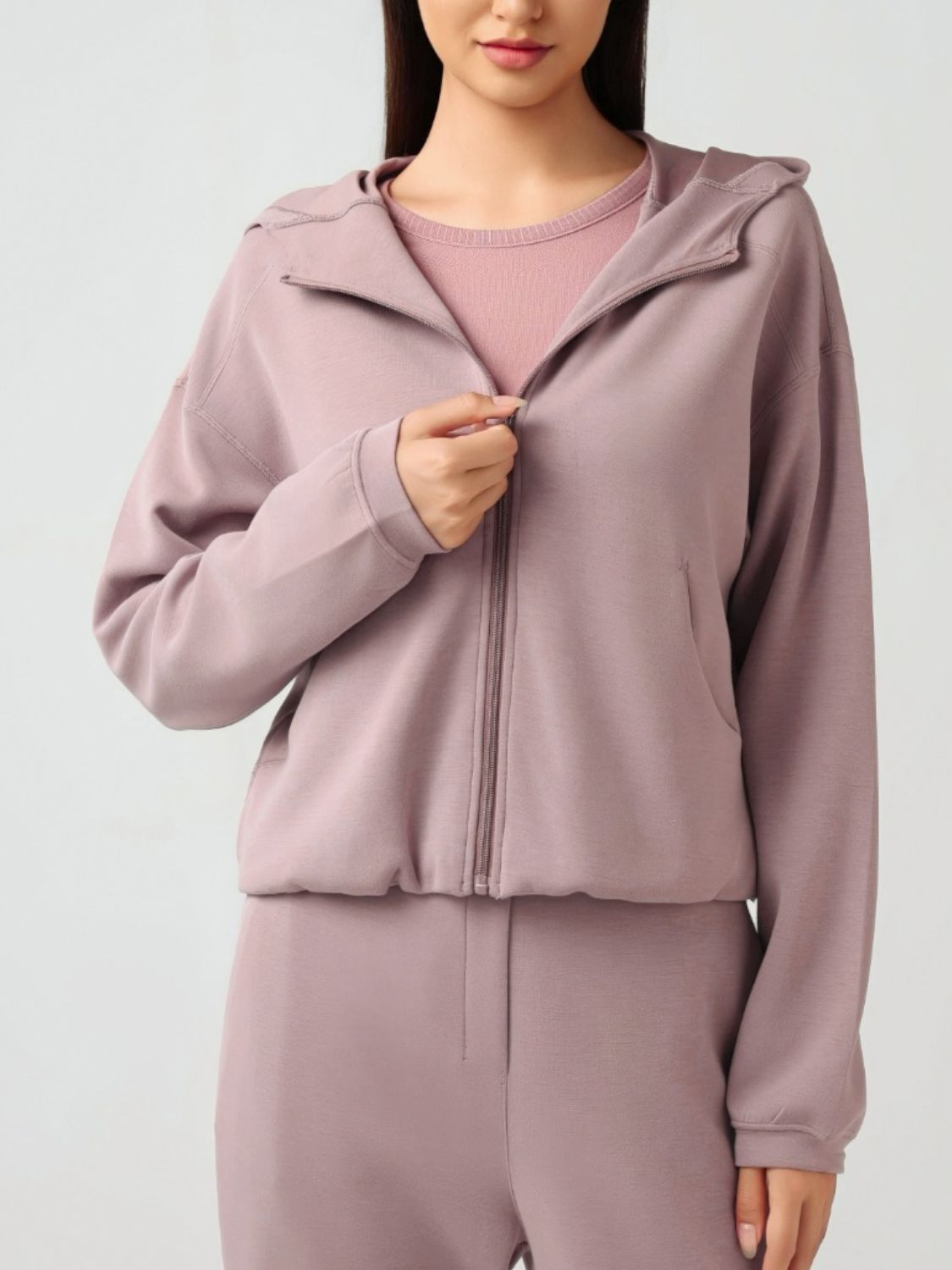 Millennia Zip Up Dropped Shoulder Active Hooded