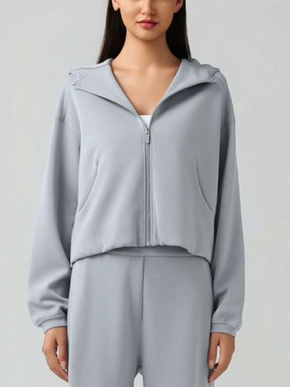 Millennia Zip Up Dropped Shoulder Active Hooded