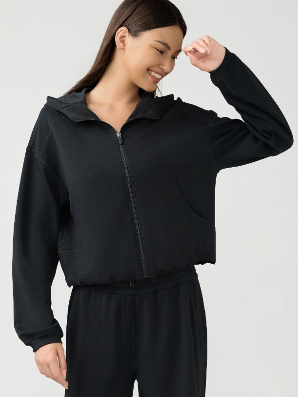 Millennia Zip Up Dropped Shoulder Active Hooded