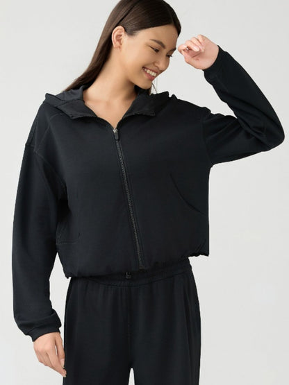 Millennia Zip Up Dropped Shoulder Active Hooded