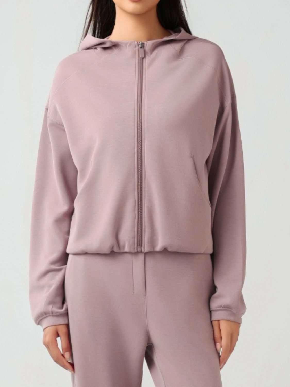 Millennia Zip Up Dropped Shoulder Active Hooded