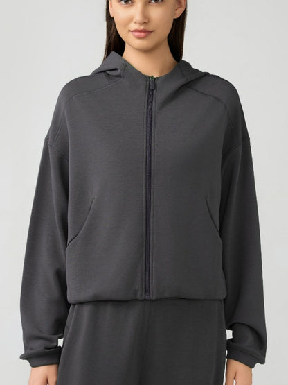 Millennia Zip Up Dropped Shoulder Active Hooded