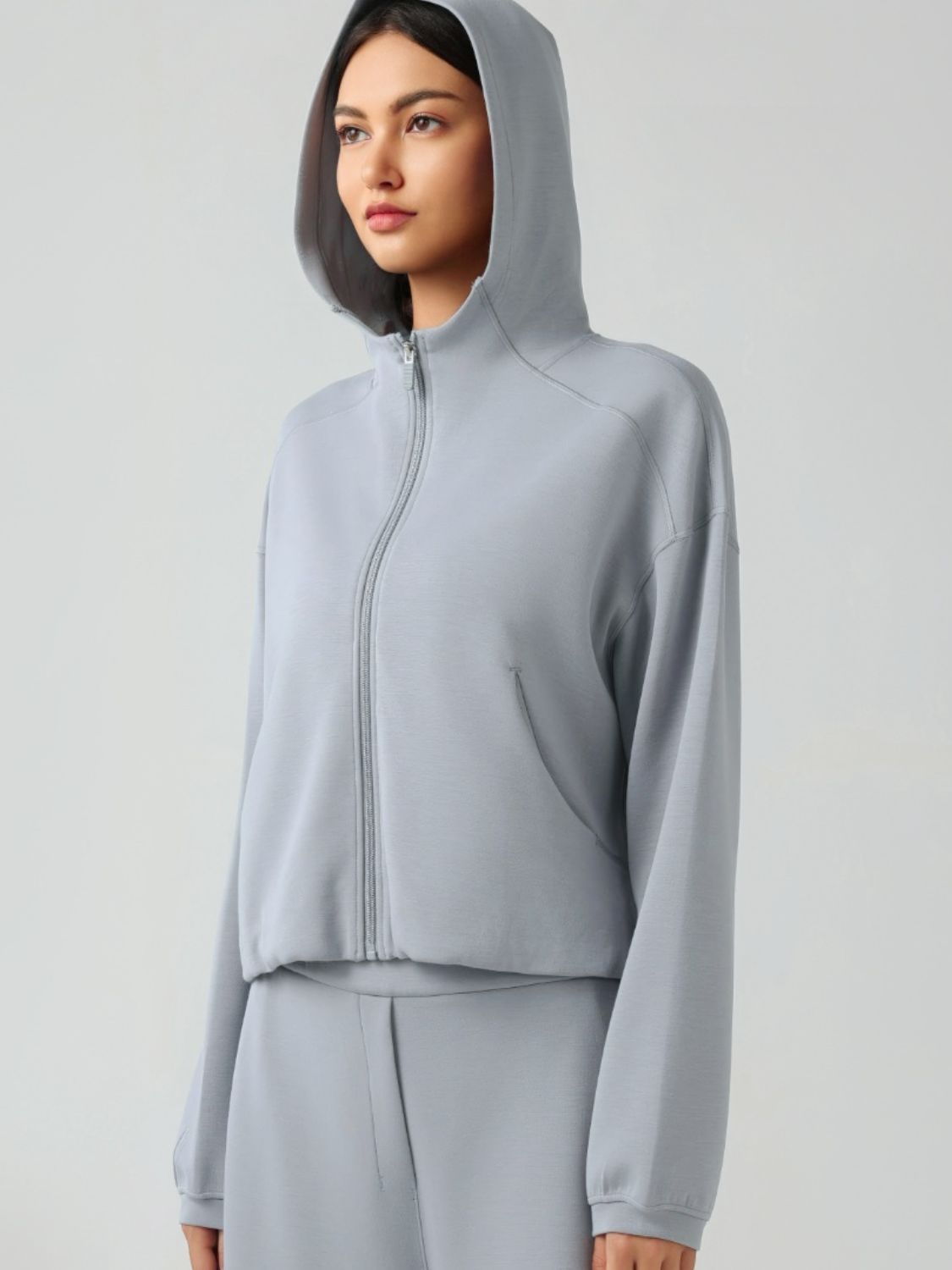 Millennia Zip Up Dropped Shoulder Active Hooded