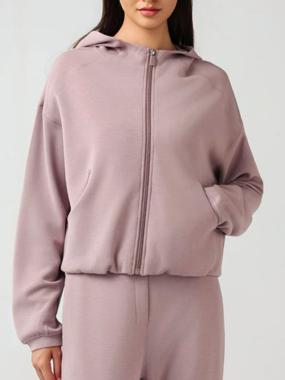Millennia Zip Up Dropped Shoulder Active Hooded