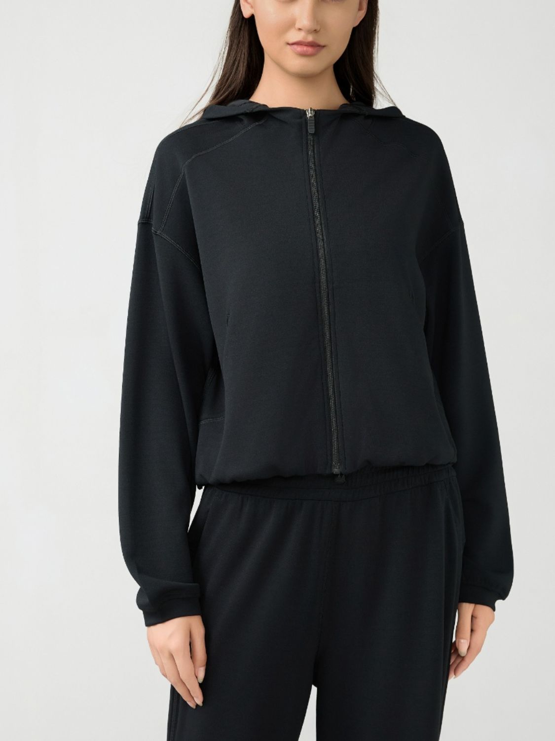 Millennia Zip Up Dropped Shoulder Active Hooded